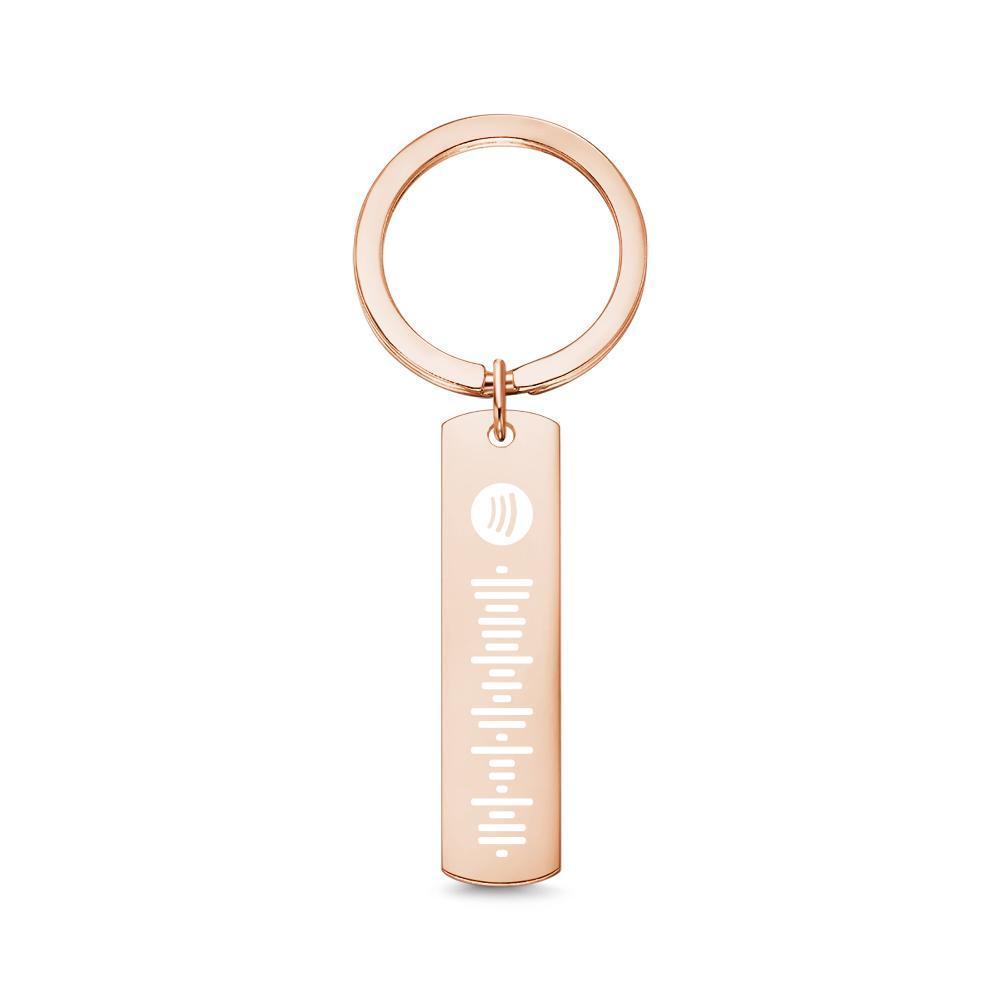 Scannable Custom Spotify Code Keychain Engraved Music Song Keychain Memorial Gifts Rose Gold Color - 