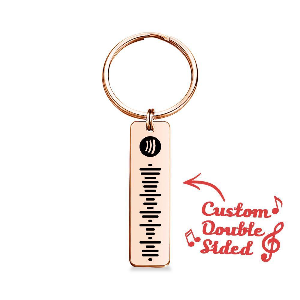 Scannable Spotify Code Keychain, Custom Music Song Keychains Rose Gold Color Gifts for Her Double Sided - 