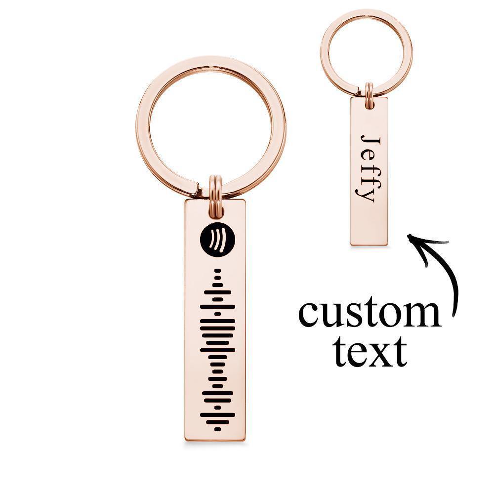 Scannable Spotify Code Keychain, Custom Engraved Music Song Keychains Rose Gold