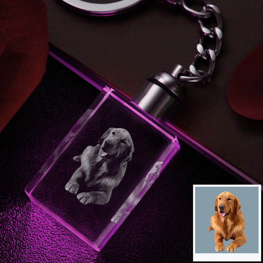Custom Photo Crystal Keychain Pet Keepake Crystal Keychain  Rectangle Shape Photo Keychain - 
