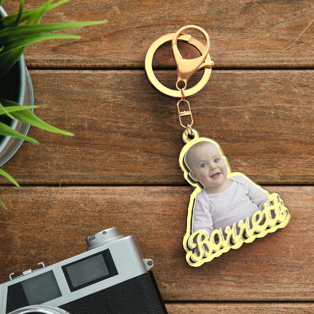 Custom Photo Engraved Gold Keychain Exquisite Custom Baby Keychain Keychains for Baby - 