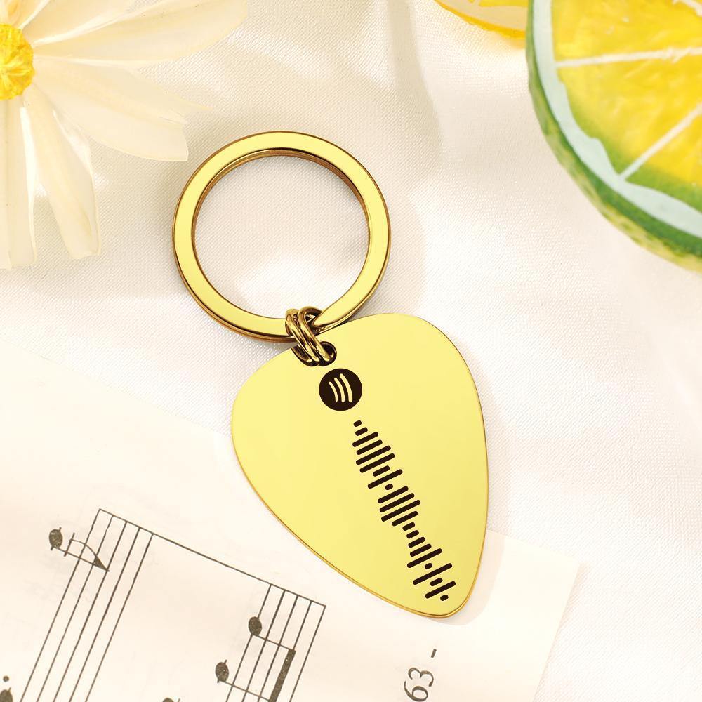 Scannable Spotify Code Guitar Pick Keychain, Engraved Custom Music Song Keychain for Musicians