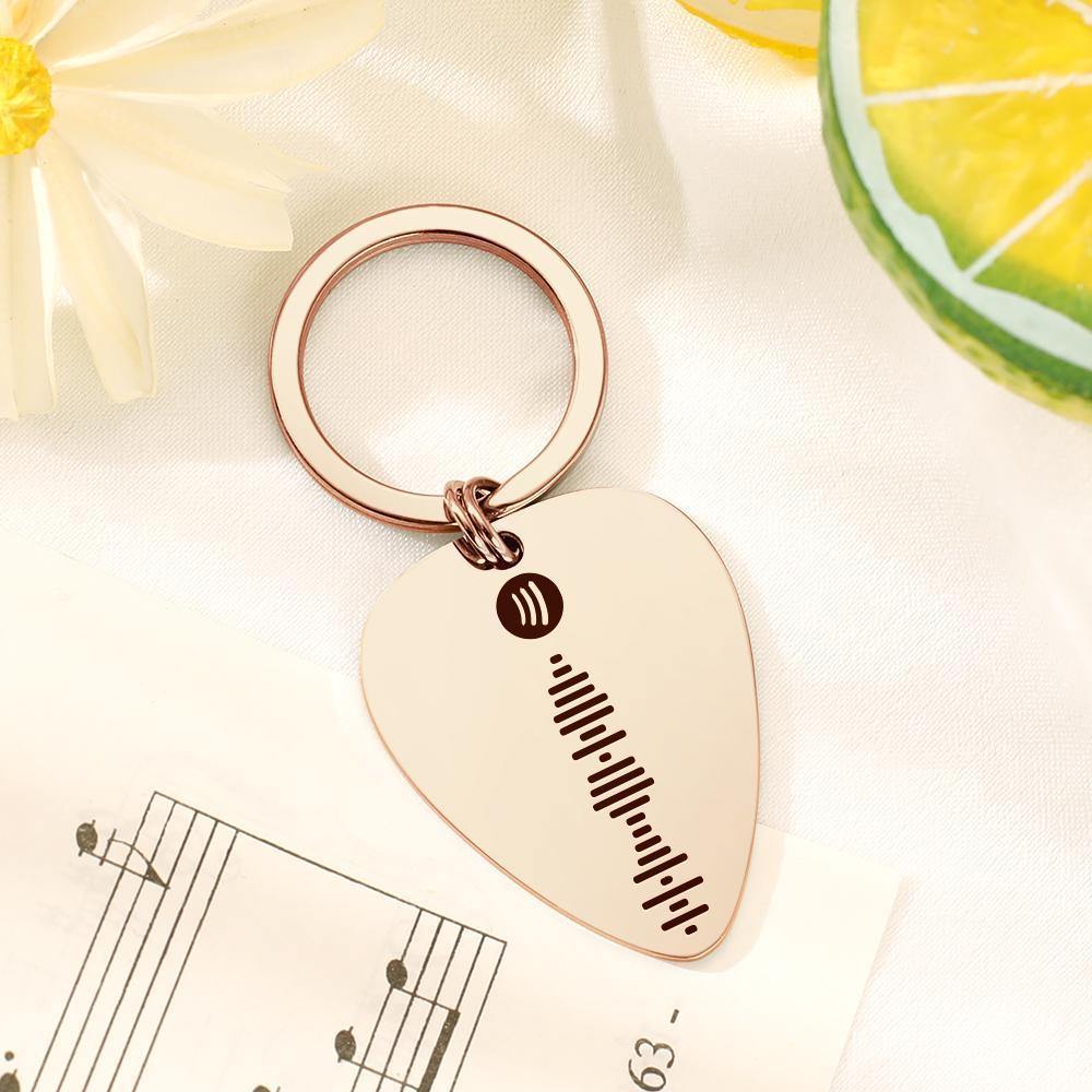 Scannable Spotify Code Guitar Pick Keychain, Engraved Custom Music Song Keychain Gifts for Her