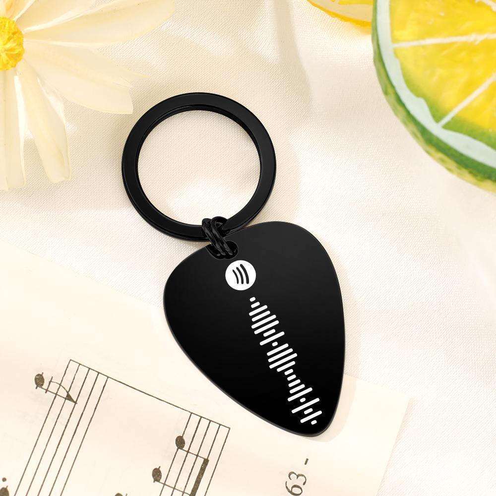 Scannable Spotify Code Guitar Pick Keychain, Engraved Custom Music Song Keychain for Musicians