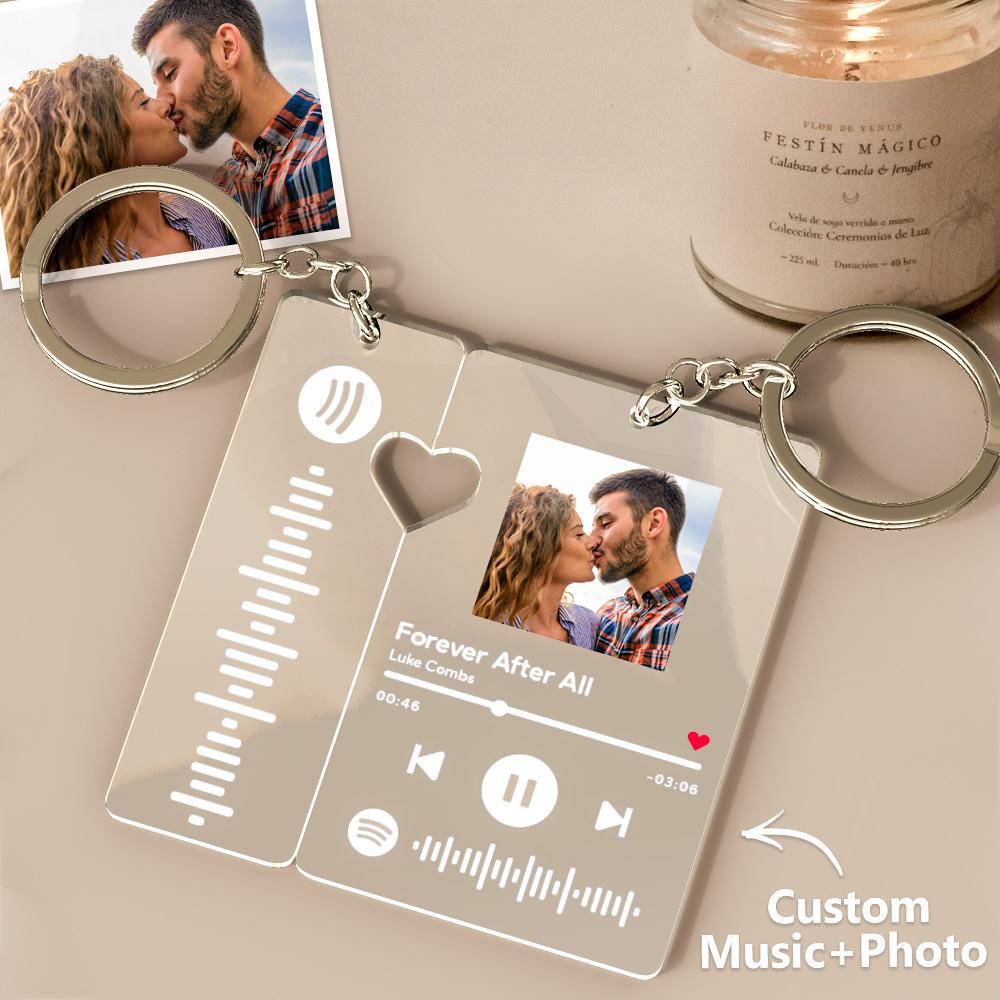 Custom Spotify Keychain With Picture Personalized Scannable Spotify Music Song Code Keychain For Couples Lover Boyfriend Gift - soufeelmy