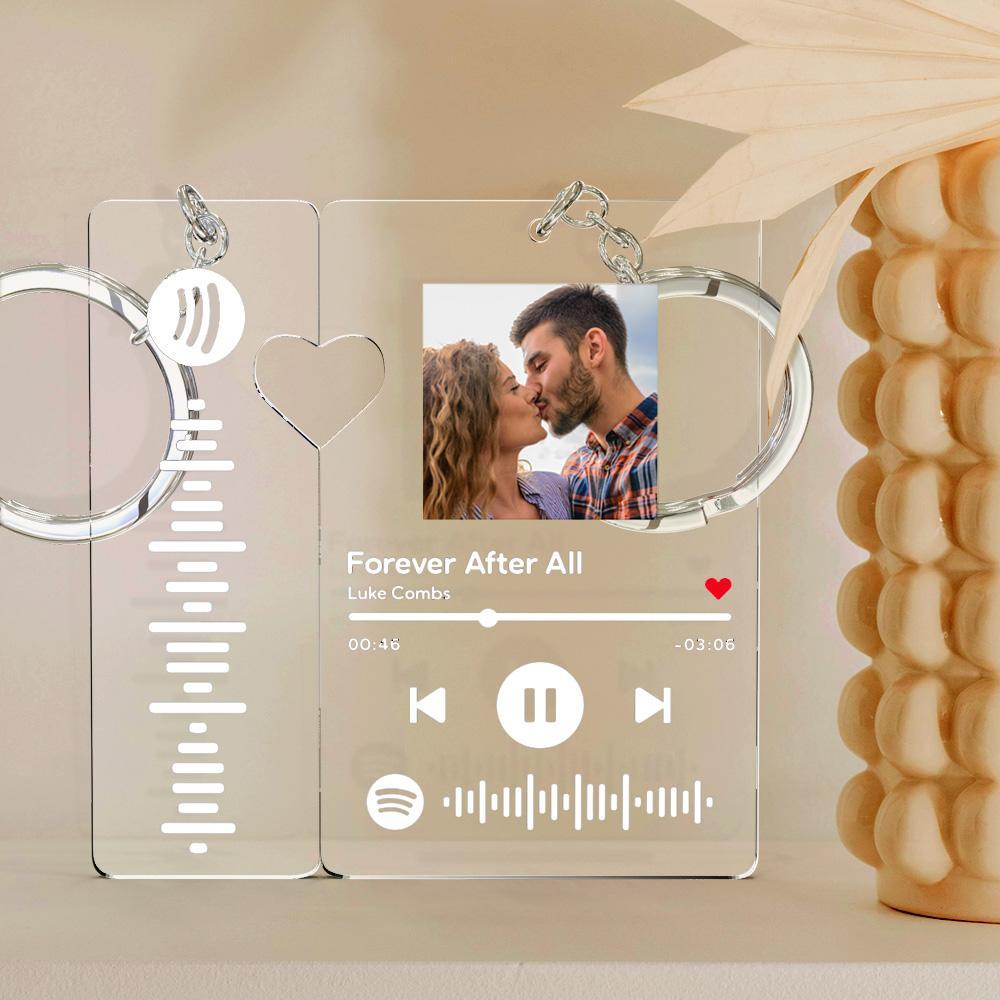 Custom Spotify Keychain With Picture Personalized Scannable Spotify Music Song Code Keychain For Couples Lover Boyfriend Gift - soufeelmy