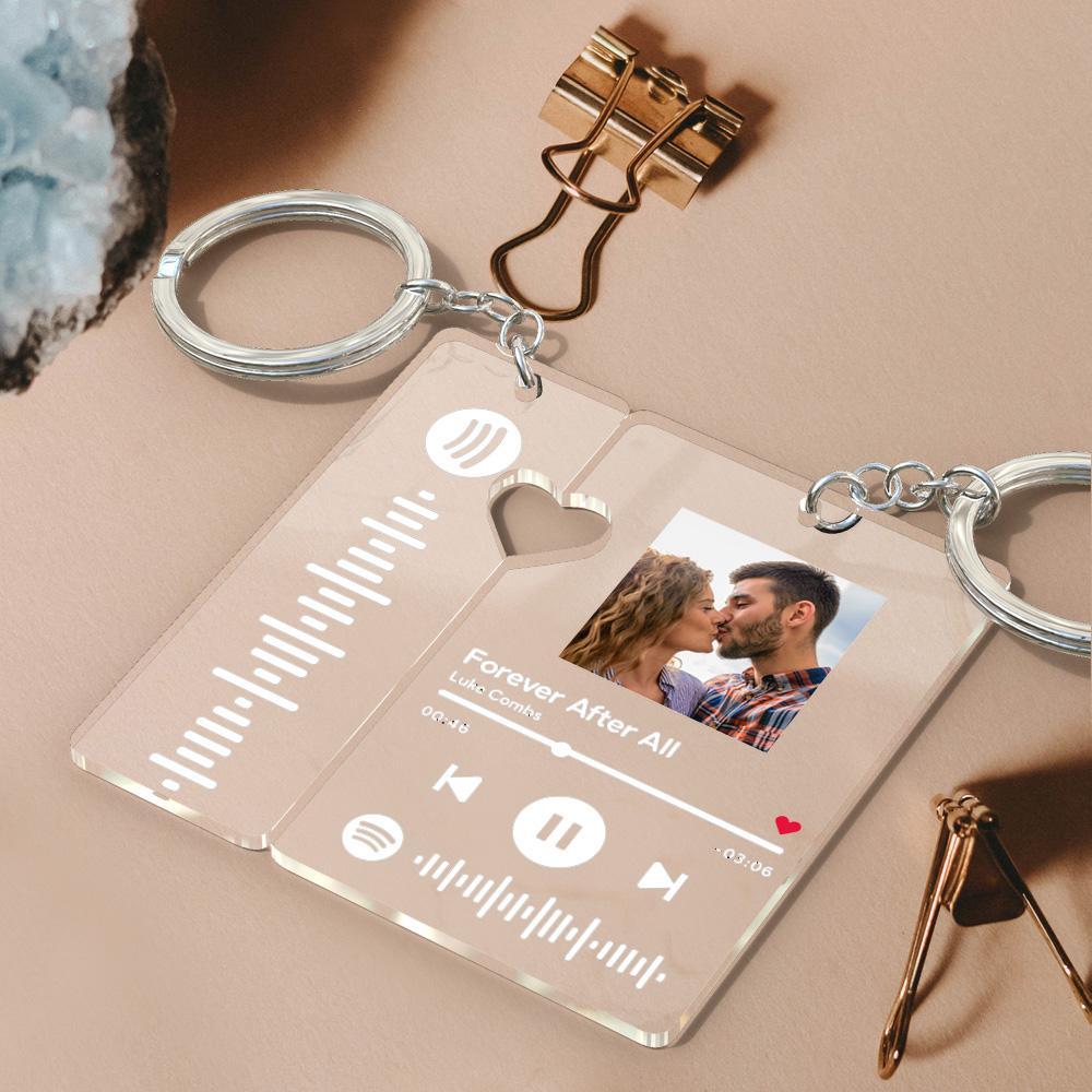 Custom Spotify Keychain With Picture Personalized Scannable Spotify Music Song Code Keychain For Couples Lover Boyfriend Gift - soufeelmy