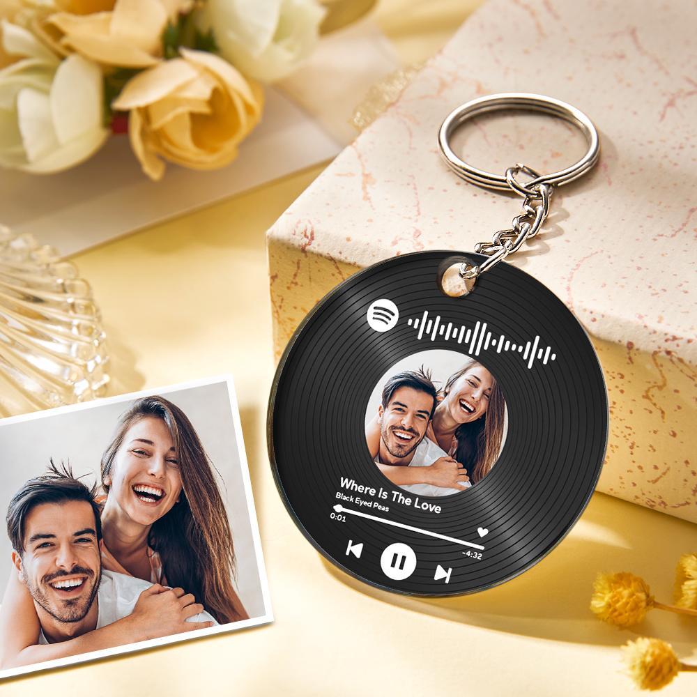 Custom Music Song Keychains Scannable Spotify Code Acrylic Gifts for Couple -