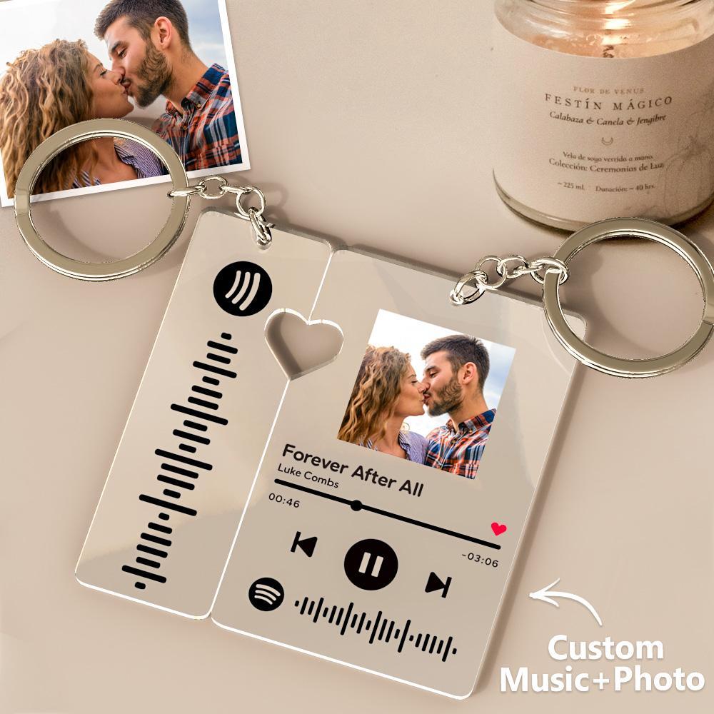 Custom Spotify Keychain With Picture Personalized Scannable Spotify Music Song Code Keychain For Couples Lover Boyfriend Gift - soufeelmy