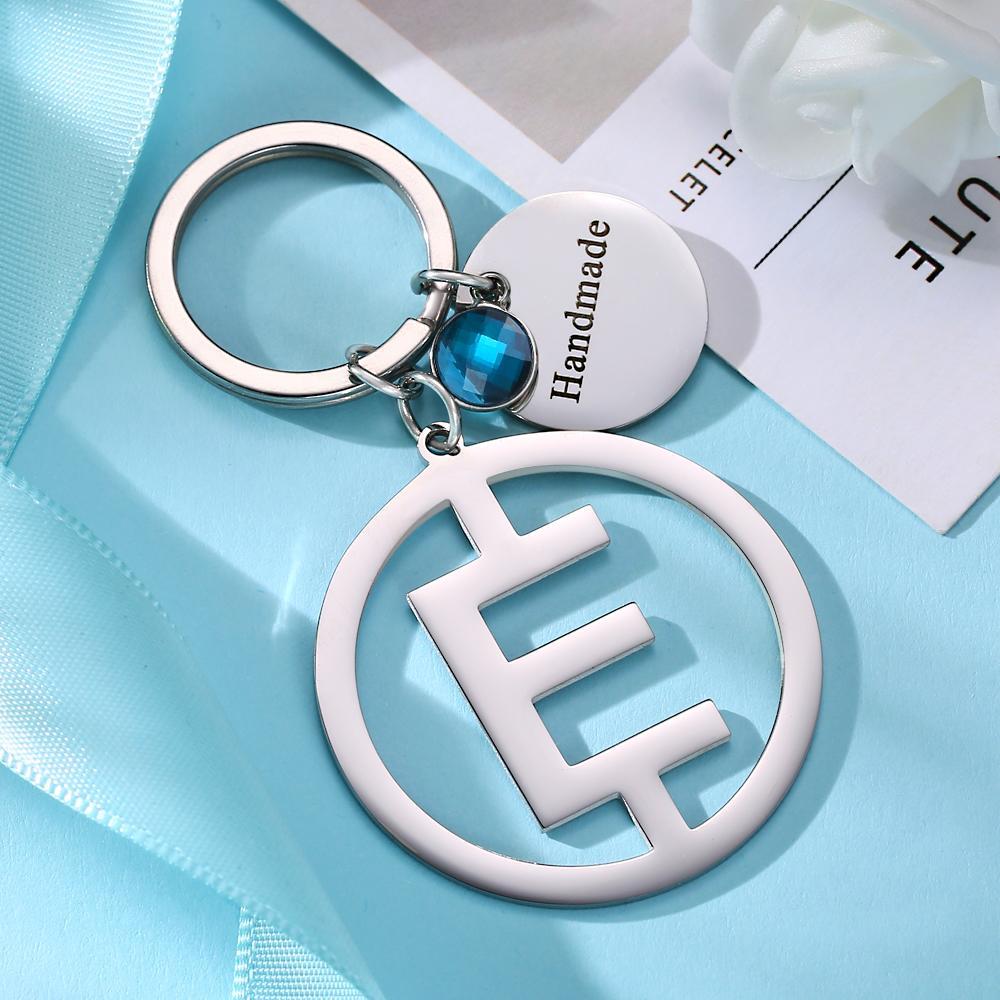 Custom Engraved Keychain Initial Letter Stainless Steel Keychain Gift -