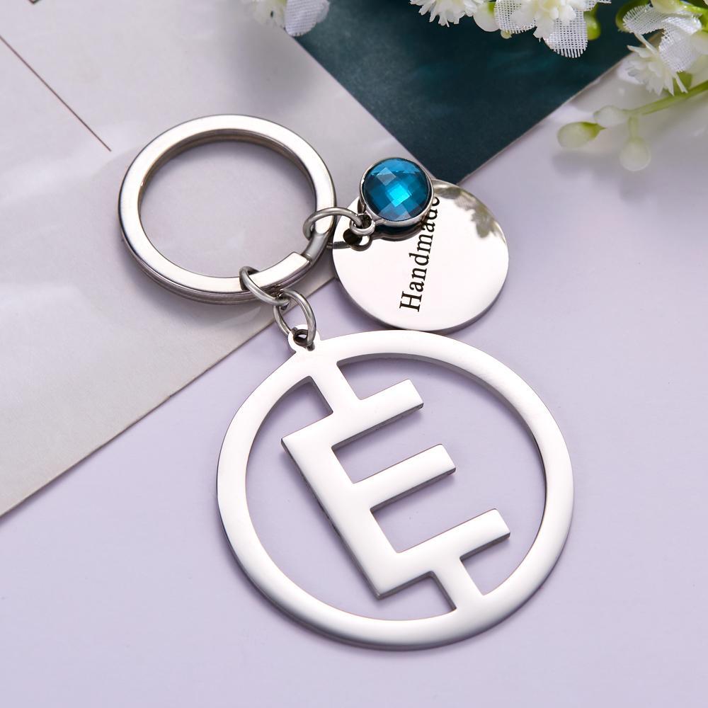 Custom Engraved Keychain Initial Letter Stainless Steel Keychain Gift -