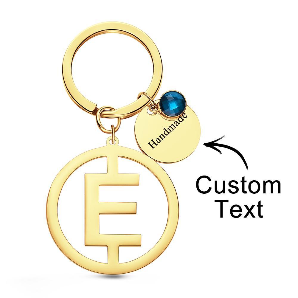 Custom Engraved Keychain Initial Letter Stainless Steel Keychain Gift -