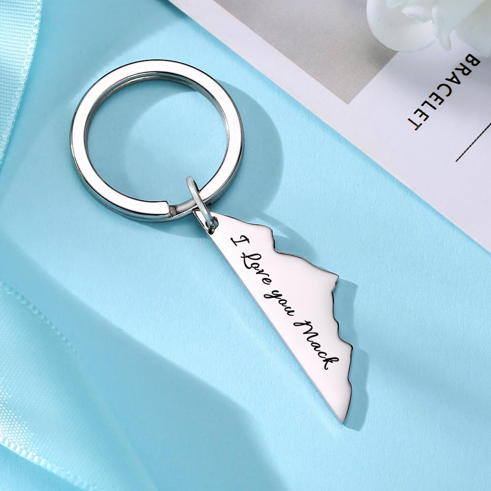 Custom Engraved Keychain Rocky Mountains Keychain Road Trip Gift for Him -
