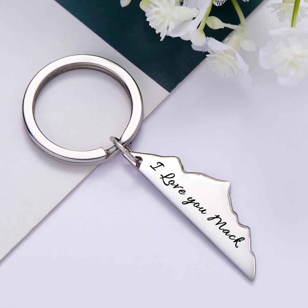 Custom Engraved Keychain Rocky Mountains Keychain Road Trip Gift for Him -