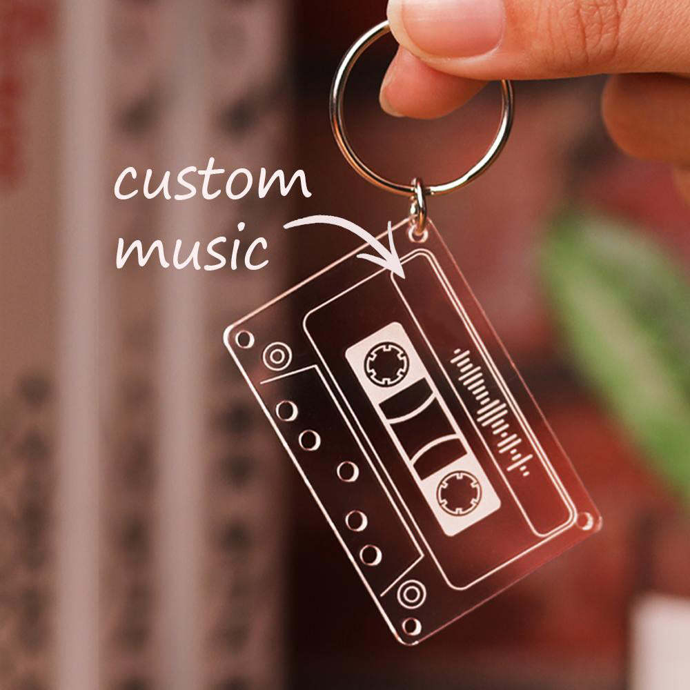 Customized Scannable Spotify Code Plaque Keychain Music and Photo, Song Keychain,Engraved Keychain Anniversary Gifts For Lovers - soufeelmy