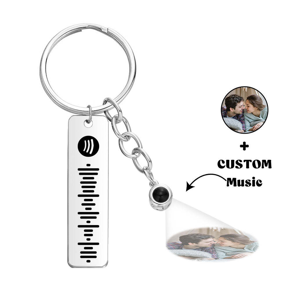 Customized Scannable Spotify Code Plaque Keychain Music and Photo, Song Keychain,Engraved Keychain Anniversary Gifts For Lovers - soufeelmy