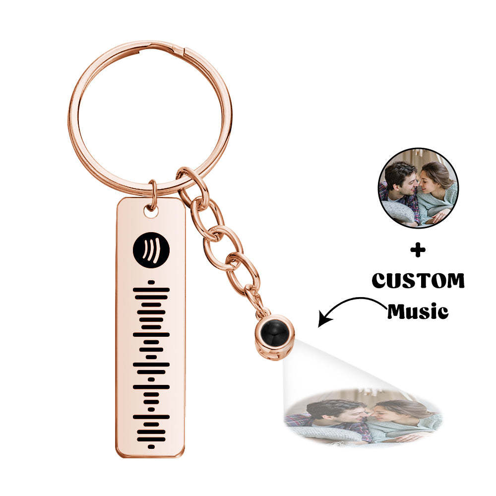 Customized Scannable Spotify Code Plaque Keychain Music and Photo, Song Keychain,Engraved Keychain Anniversary Gifts For Lovers - soufeelmy