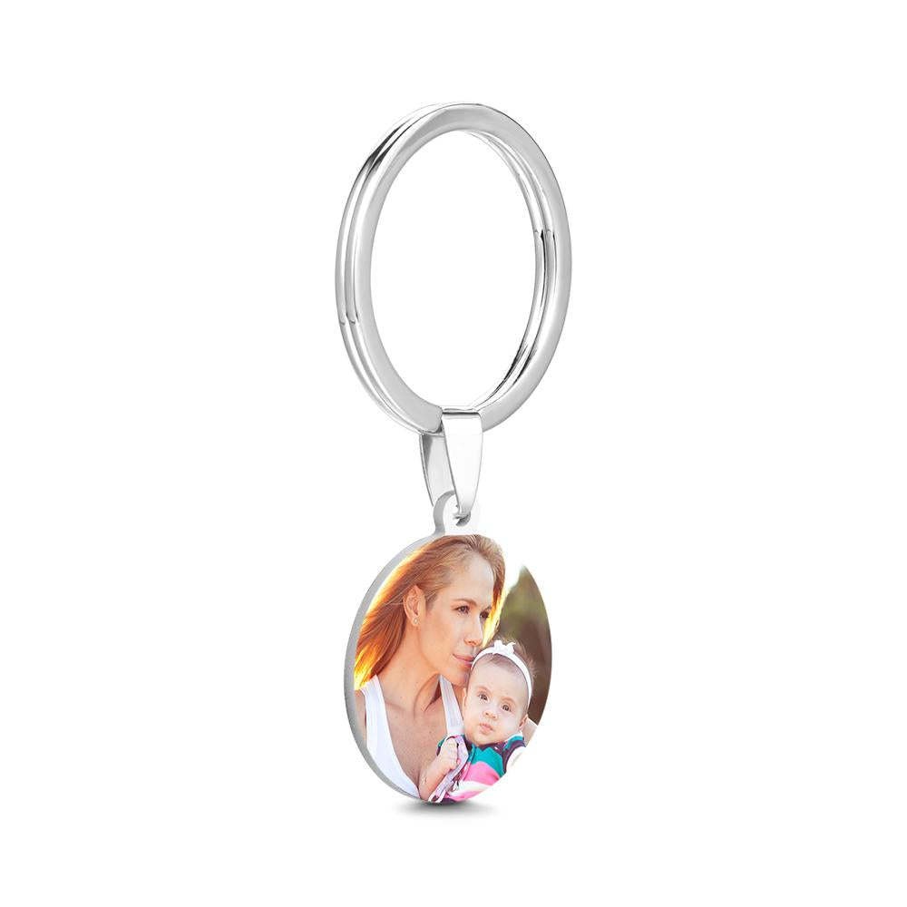 Round Custom Keychain Engraved Keychain Mother's Day Gift - 