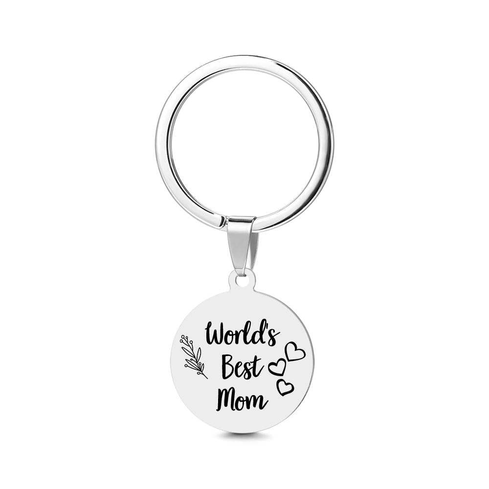 Round Custom Keychain Engraved Keychain Mother's Day Gift - 