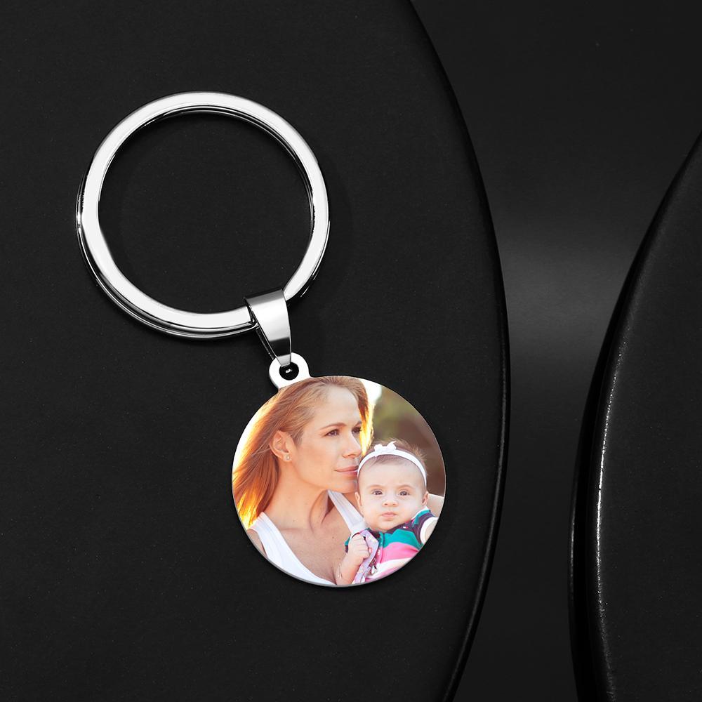 Round Custom Keychain Engraved Keychain Mother's Day Gift - 