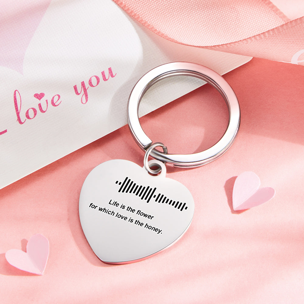 Customizable Scan Music Lettering Keychain Personalized Heart Keychain Valentine's Day Gift - soufeelmy