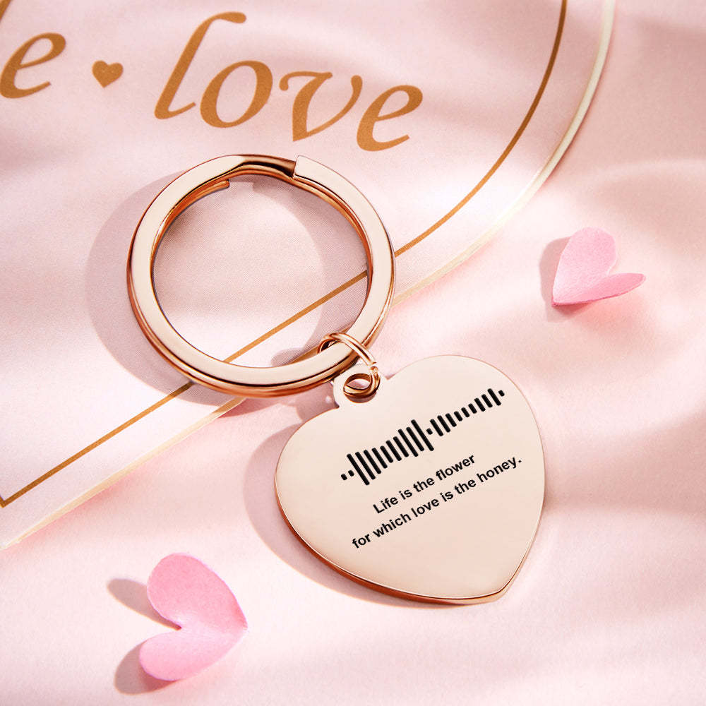 Customizable Scan Music Lettering Keychain Personalized Heart Keychain Valentine's Day Gift - soufeelmy