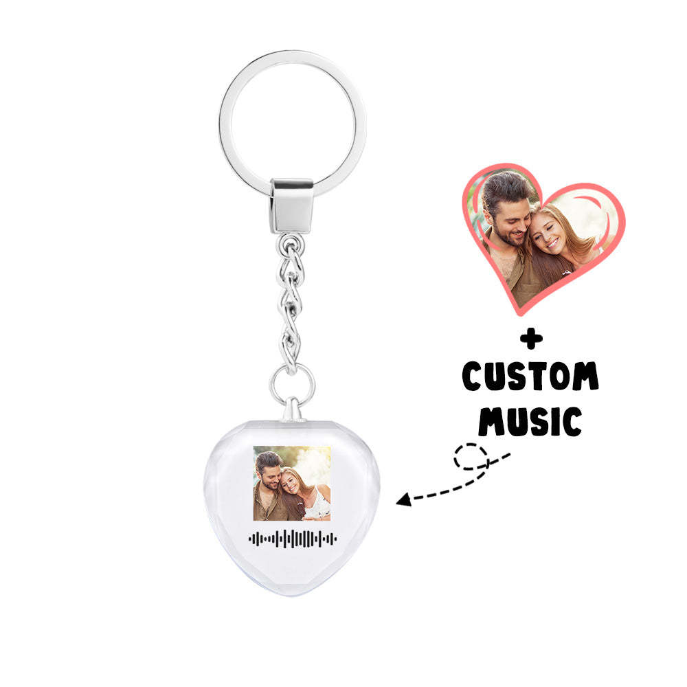 Scannable Custom Photo Music Code Keychain Engraved Music Song Crystal Keychain Memorial Gifts - soufeelmy