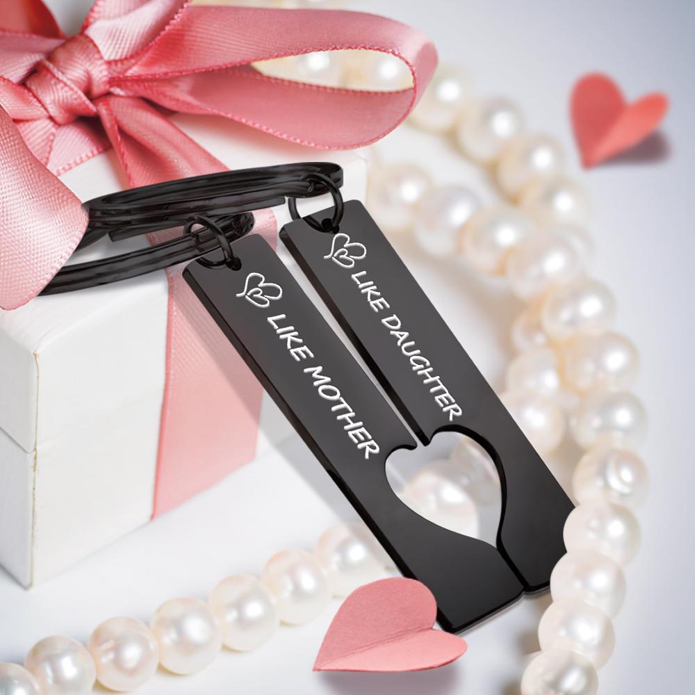 Custom Keychain Engraved Heart Keychain Mother's Day Gift -