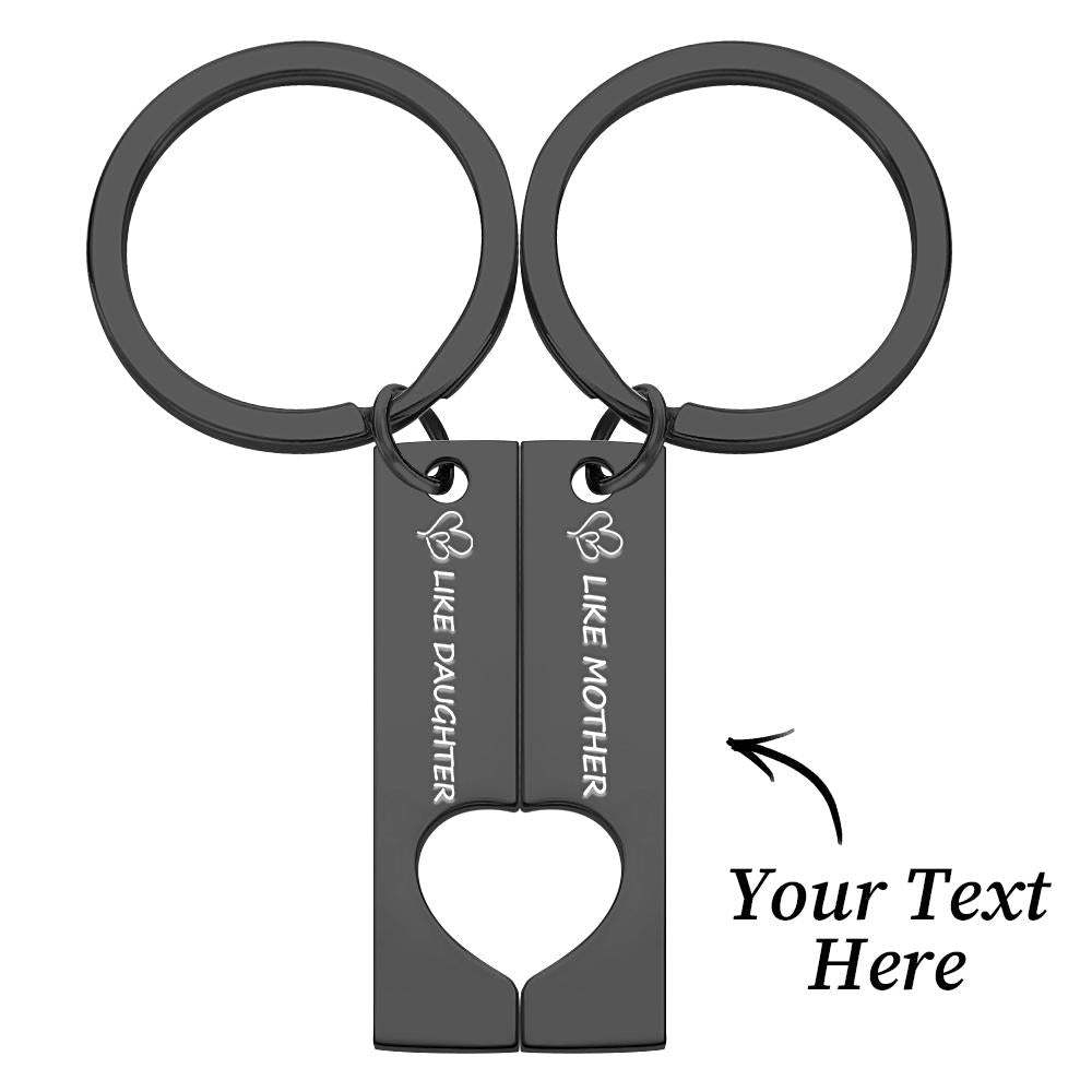 Custom Keychain Engraved Heart Keychain Mother's Day Gift -