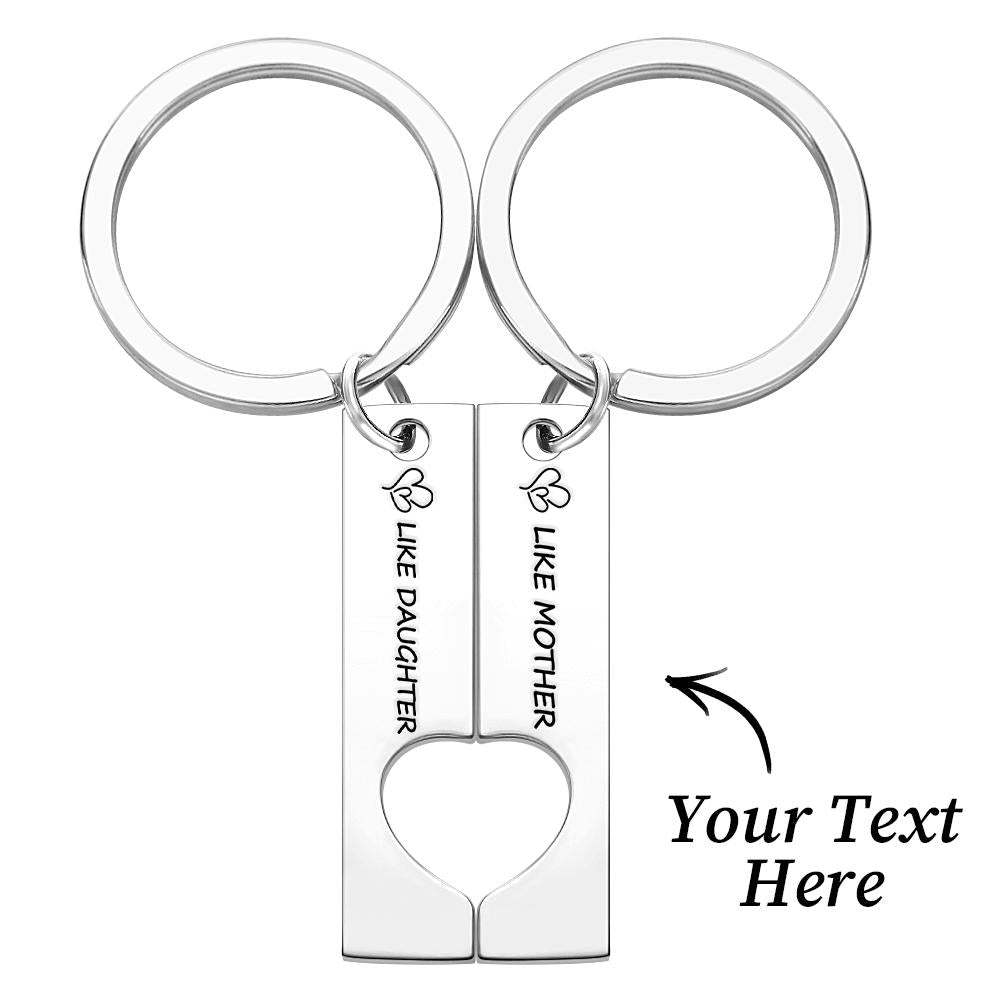 Custom Keychain Engraved Heart Keychain Mother's Day Gift -