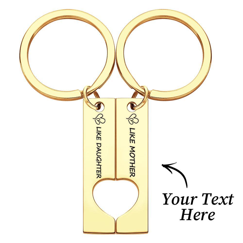Custom Keychain Engraved Heart Keychain Mother's Day Gift -