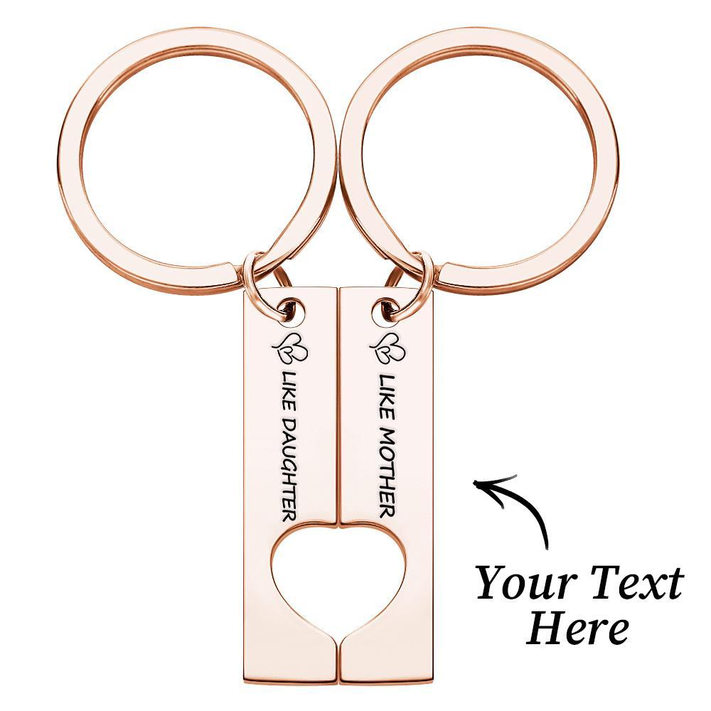 Custom Keychain Engraved Heart Keychain Mother's Day Gift -