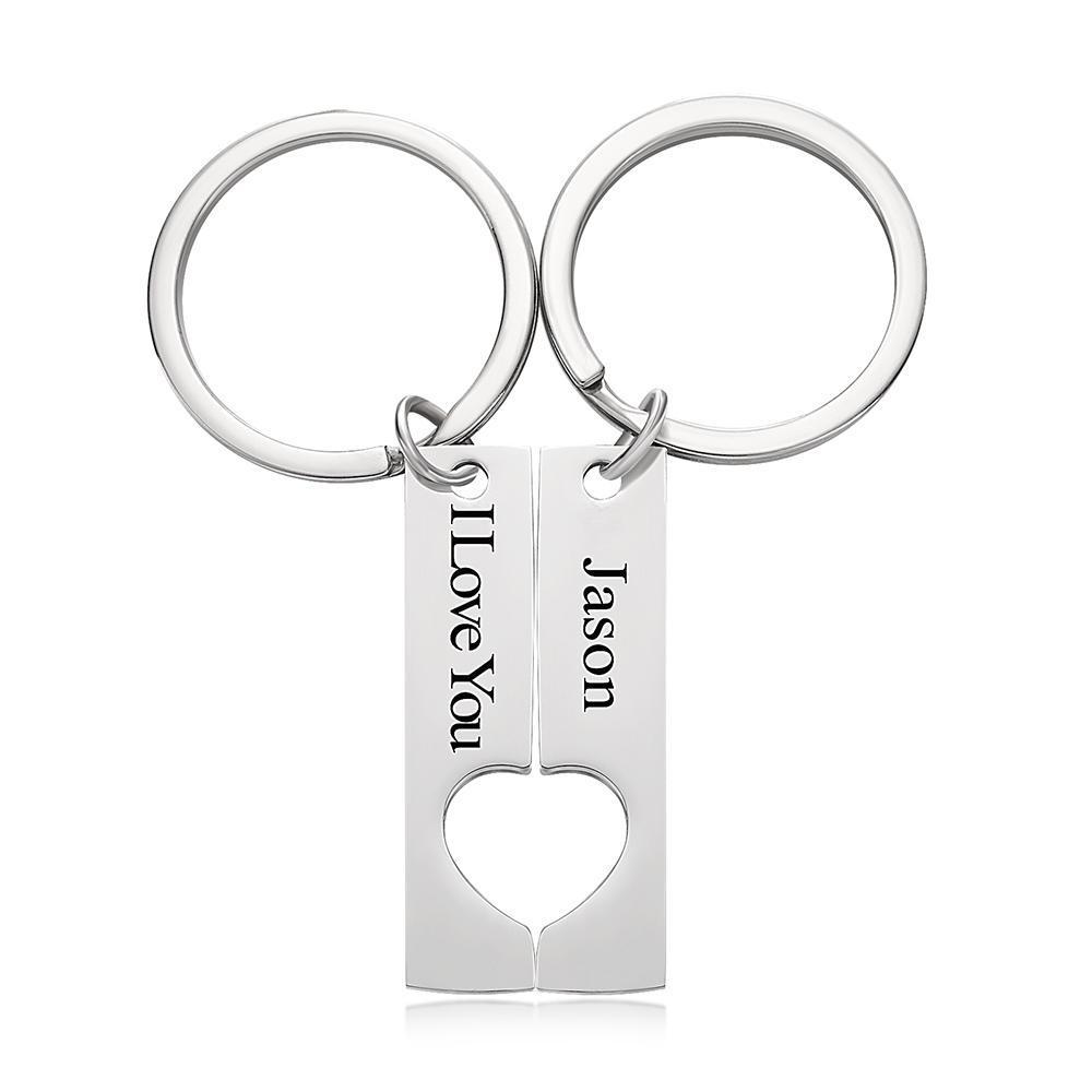 Custom Engraved Keychain Best Gifts Stainless Steel I Love You Gifts Silver Color - 