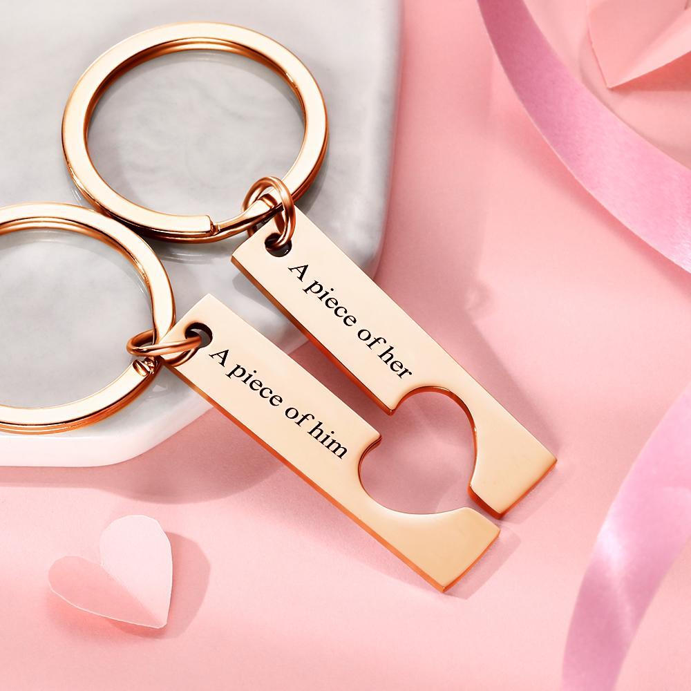 Engraved Keychain Stainless Steel Couple's Gifts Keychain Memorial Gifts - 