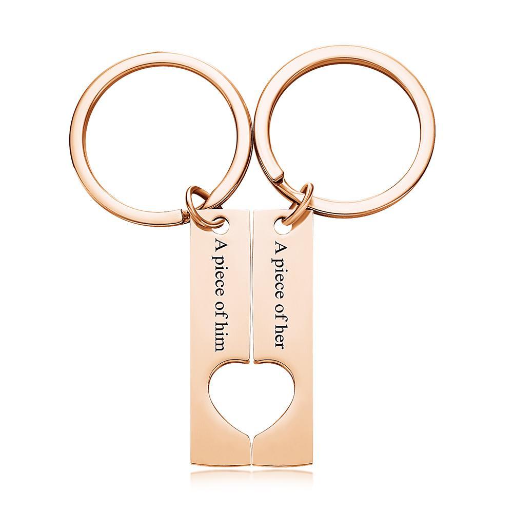 Engraved Keychain Stainless Steel Couple's Gifts Keychain Memorial Gifts - 