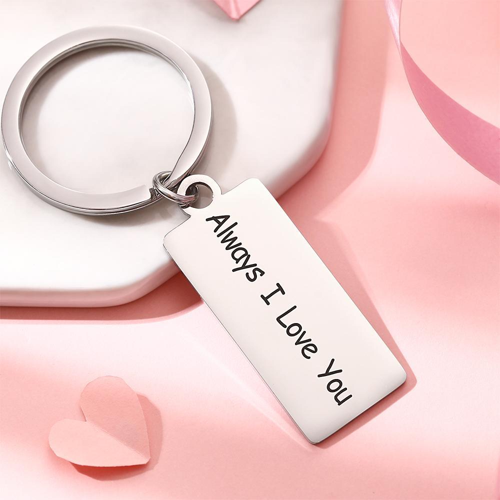 Custom Engraved Keychain Best Gifts Stainless Steel I Love You Gifts Silver Color - 