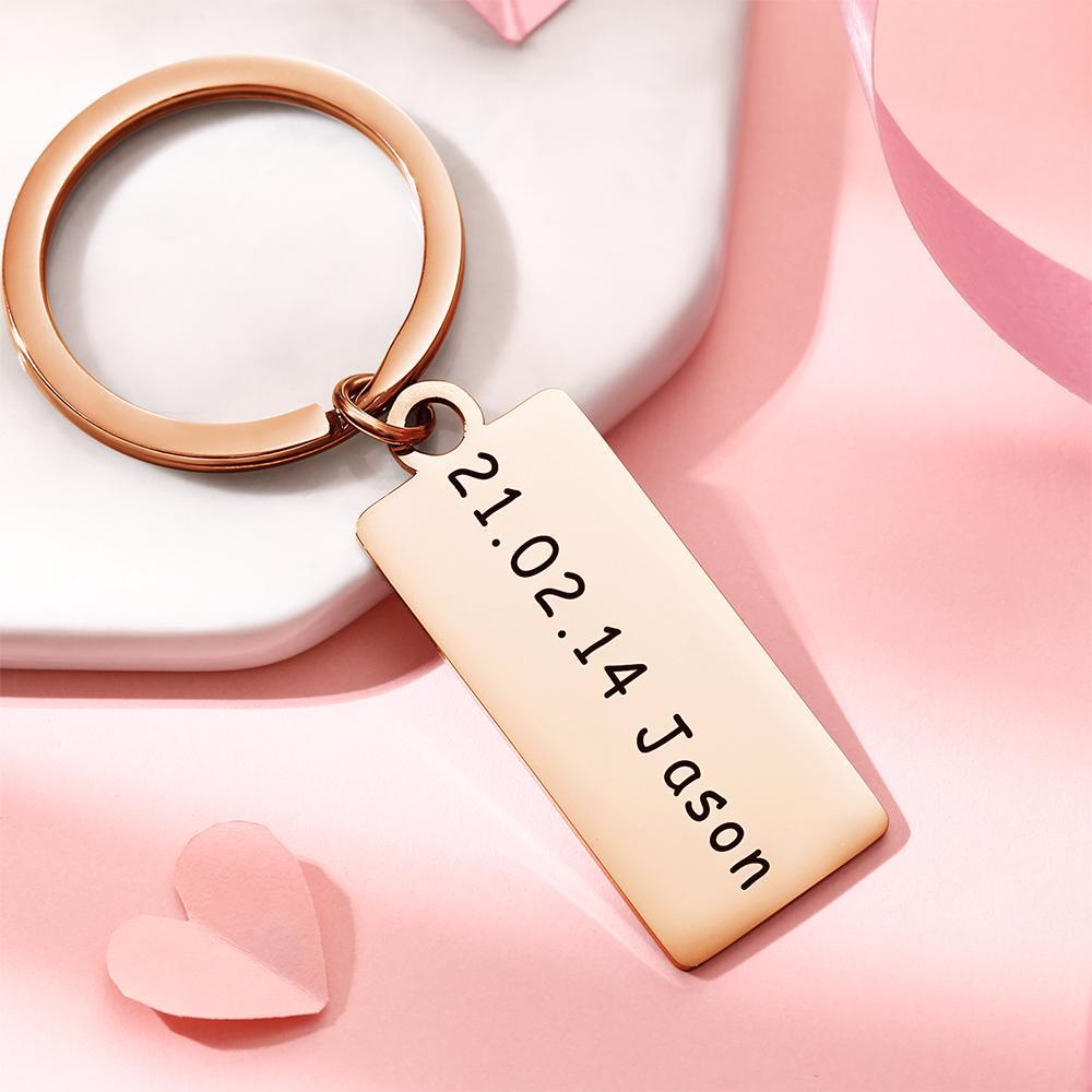 Engraved Keychain Stainless Steel Gifts for Him Boyfriend Keychain Memorial Gifts - 