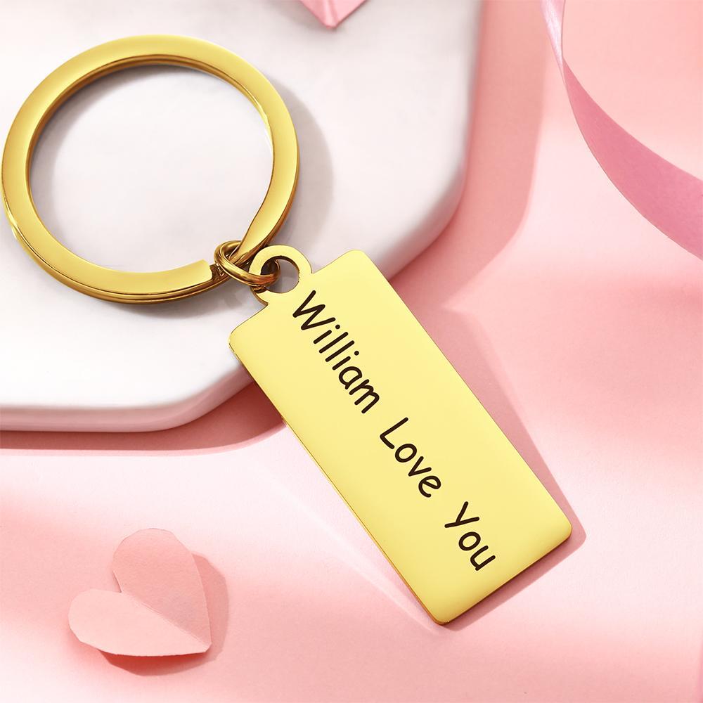 Engraved Keychain Stainless Steel Couple's Gifts Keychain Gifts Golden Color - 