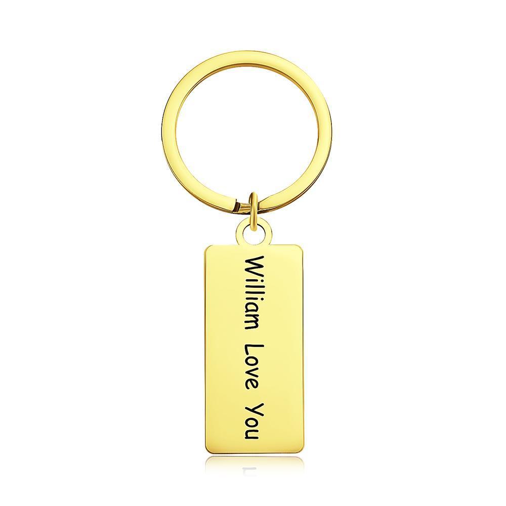 Engraved Keychain Stainless Steel Couple's Gifts Keychain Gifts Golden Color - 
