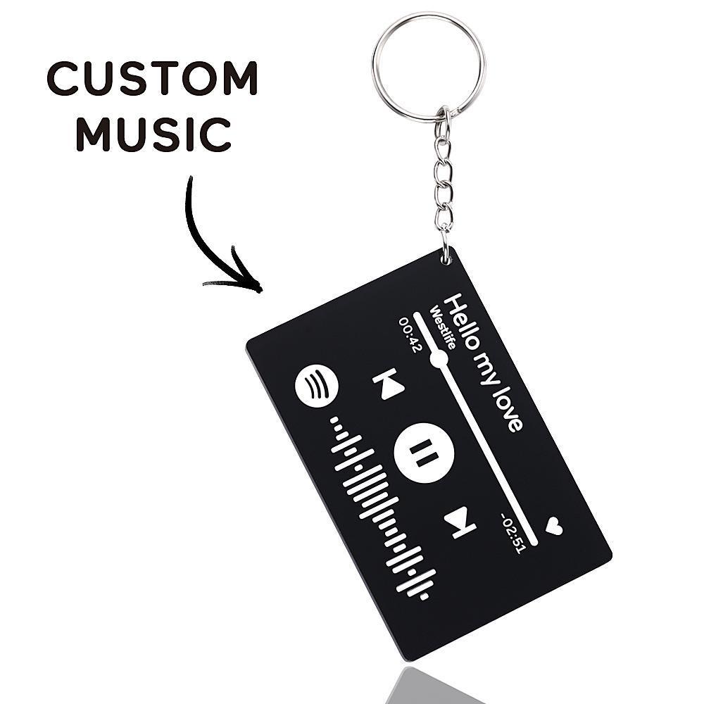 Scannable Spotify Code Tape Keychain, Engraved Custom Music Song Keychain Memorial Gifts Black - 