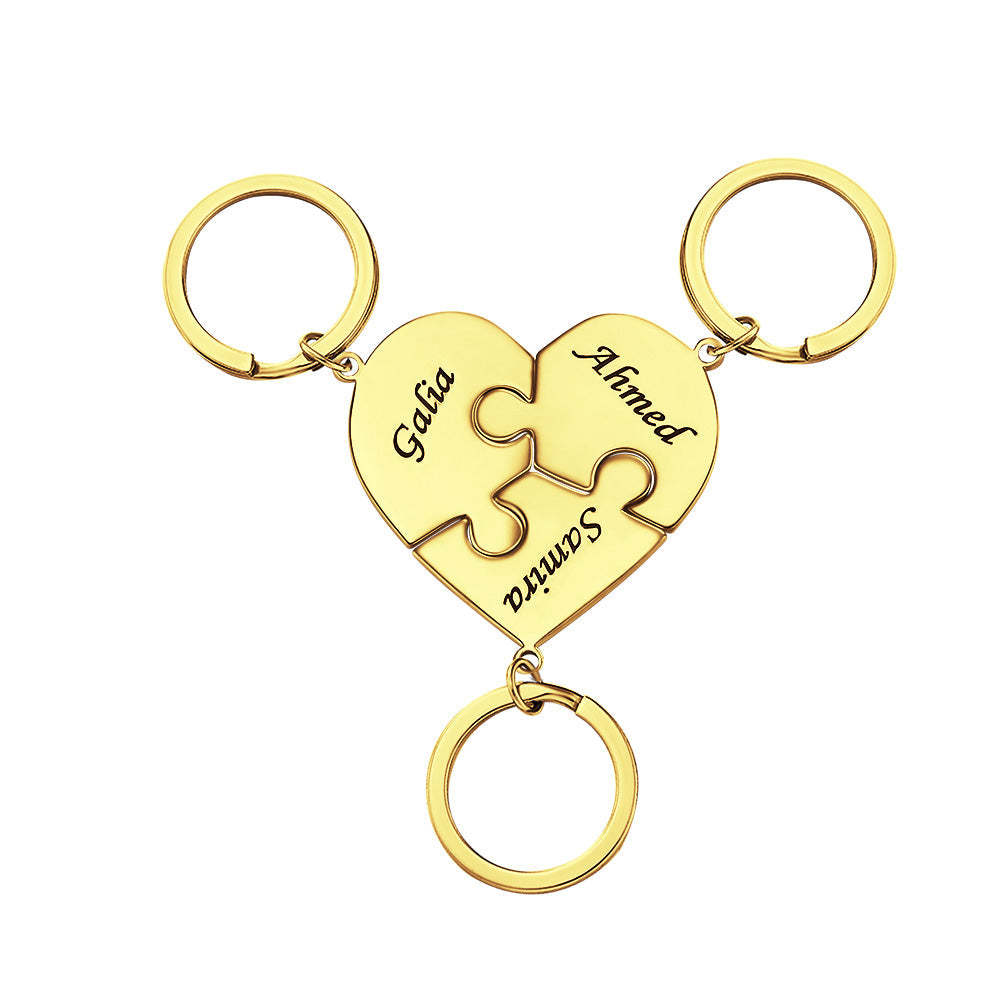 Custom Engraved Keychain Heart-shaped Puzzle Number of Options Creative Gift - 