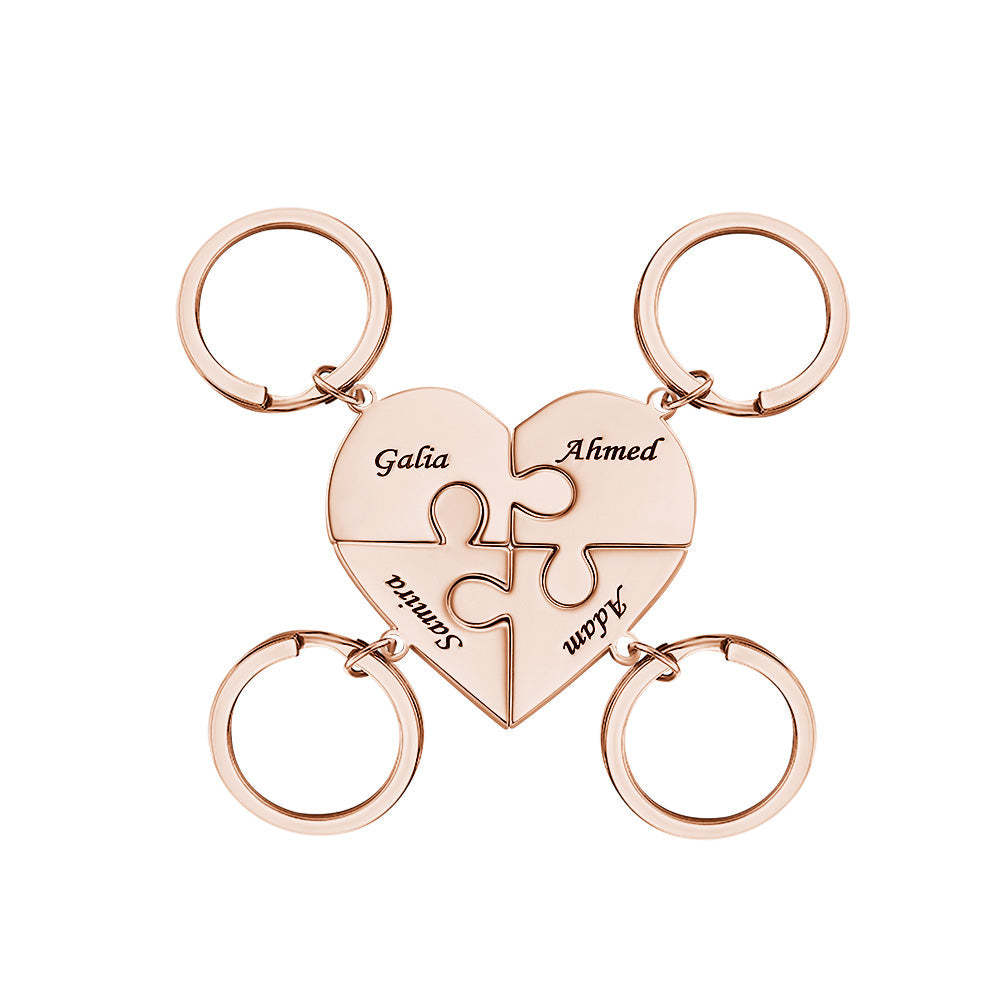 Custom Engraved Keychain Heart-shaped Puzzle Number of Options Creative Gift - 