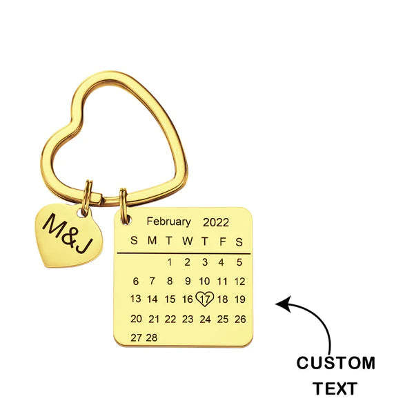 Customized Optional Photo Engraved Calendar Keychain Tag Keychain Perfect Gift For Special Day Best Gifts For Lovers - soufeelmy