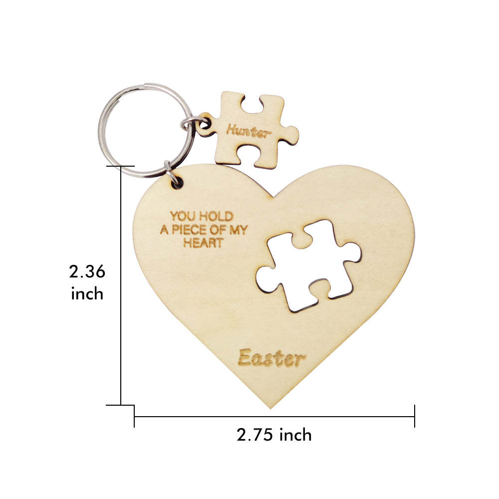 Personalized Puzzle Keychain Engraved Jigsaw Heart Shaped Key Ring Gift for Lovers - soufeelmy