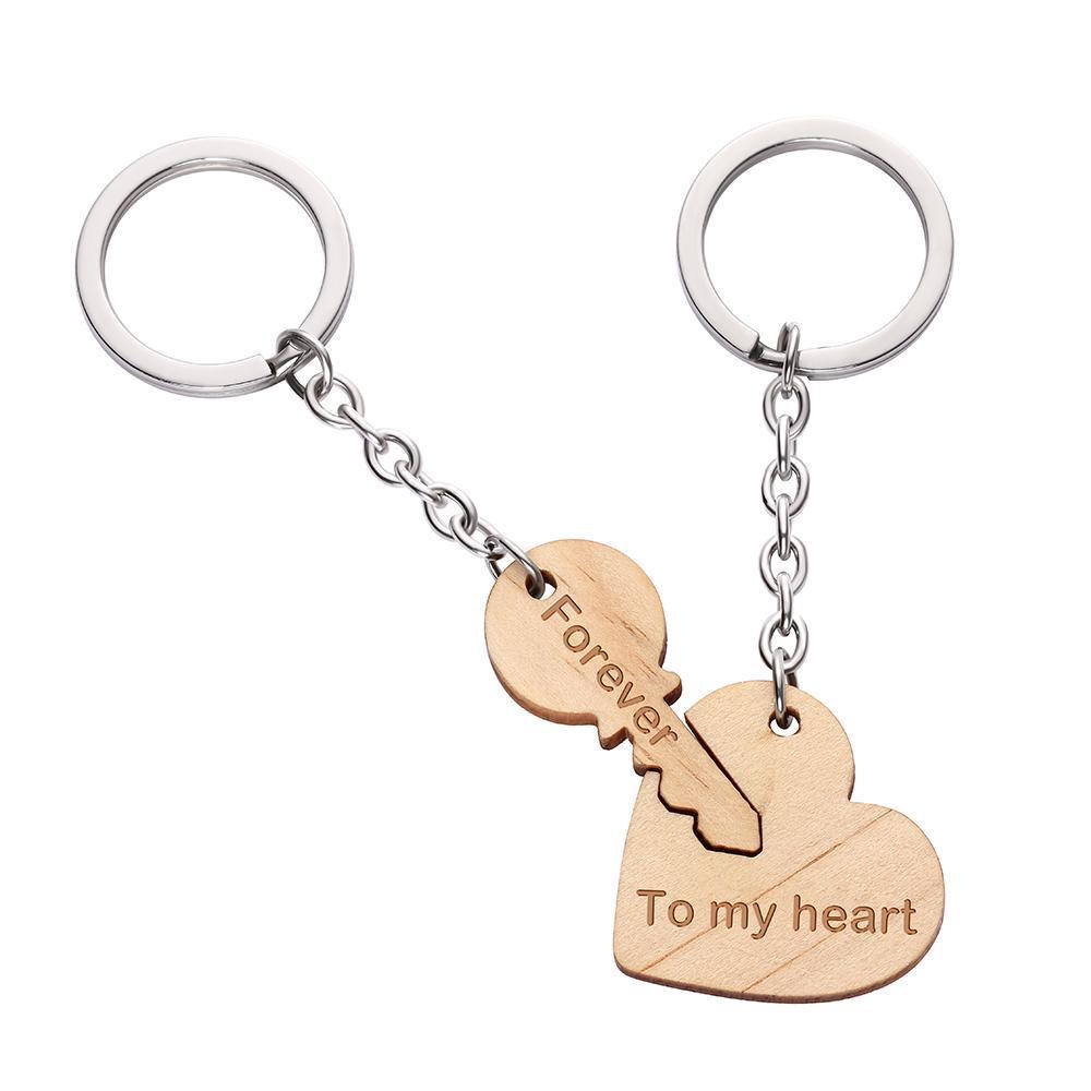 Custom  Engraved Keychain Couple's Gifts Sodden Forever to my Heart - 