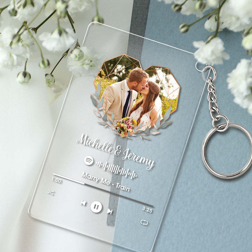 Custom Spotify Plaque Acrylic Music Keychain & Nightlight Heart-shaped Photo of Your Own Gift for Couple - soufeelmy