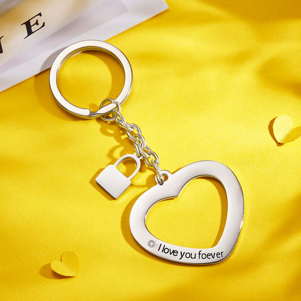 Custom Engraved Keychain Key to My Heart Keychain Gift for Couples - soufeelmy