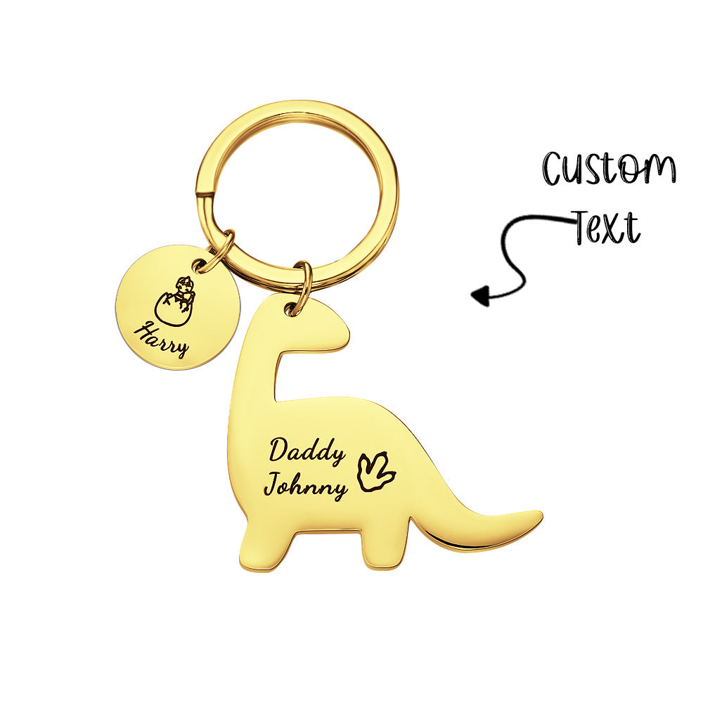 Custom Engraved Dinosaur Keychain Lovely Keyring Gift For Dad - soufeelmy