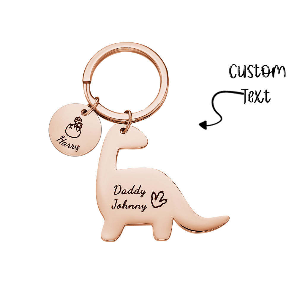 Custom Engraved Dinosaur Keychain Lovely Keyring Gift For Dad - soufeelmy