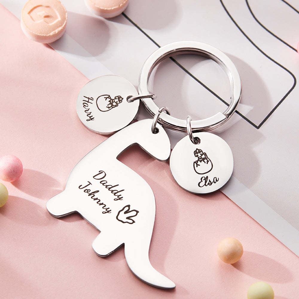 Custom Engraved Dinosaur Keychain Lovely Keyring Gift For Dad - soufeelmy